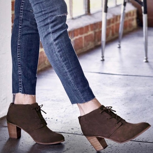 Toms Shoes - TOMS • Lunata Brown Suede Lace Up Bootie